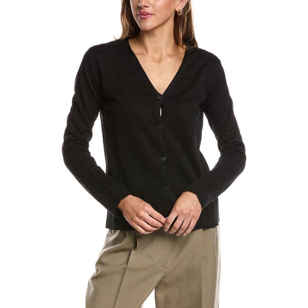 The Row Womens  Jheel Linen-Blend Cardigan, Black